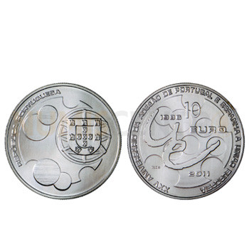 Moeda 10€ XXV Aniv.º Adesão de Portugal e Espanha à União Europeia 2011 Cuproniquel