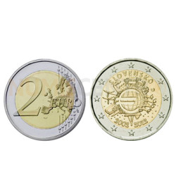 2 Euros 10 Aniversário da Moeda Euro Eslováquia 2012