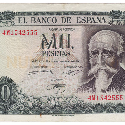 1000 Pesetas Espanha 1971 MBC+