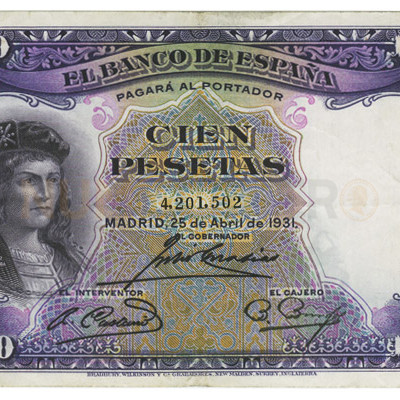 100 Pesetas- Espanha 1931 MBC++