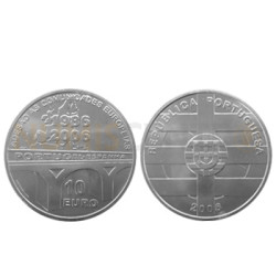 Moeda 10€ 20 Aniversário Adesão Portugal às Comunid. Europeias 2006 Prata
