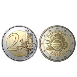 2 Euros 10 Aniversário da Moeda Euro Chipre 2012