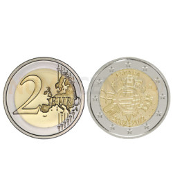 2 Euros 10 Aniversário da Moeda Euro Espanha 2012