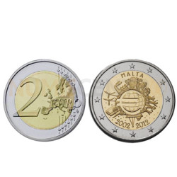 2 Euros 10 Aniversário da Moeda Euro Malta 2012