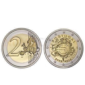 2 Euros 10 Aniversário da Moeda Euro Portugal 2012