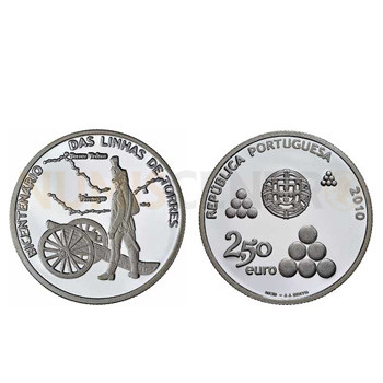 Moeda 2,50€ Bicentenario das Linhas de Trorres 2010 Cuproníquel