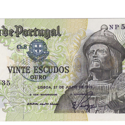 20 Escudos - Portugal 27-7-1971 Bela
