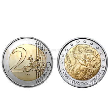 2 Euros 1 Aniversário Constituição Europeia Italia 2005
