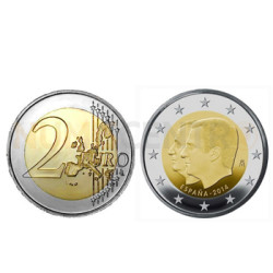 2 Euros Juan Carlos e Filipe VI Espanha Sucessão do Trono 2014