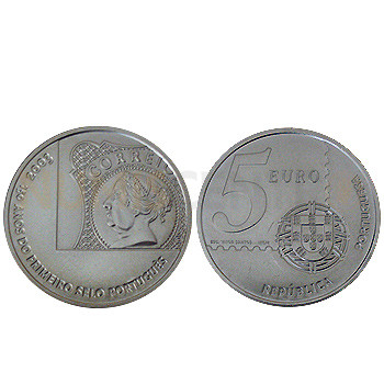 Moeda 5€ 150 Anos 1 Selo Português 2003 Prata