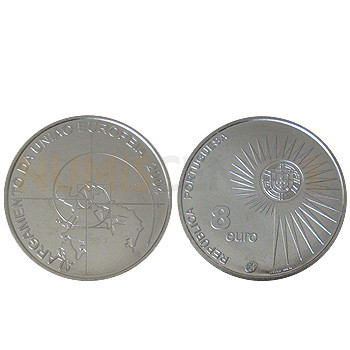 Moeda 8€ Alargamento da União Europeia 2004 Prata