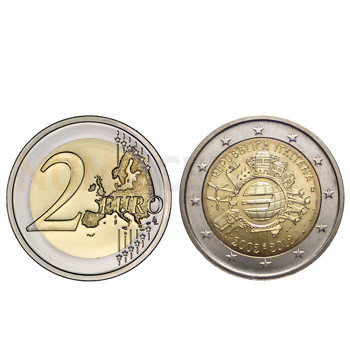 2 Euros 10 Aniversário da Moeda Euro Italia 2012
