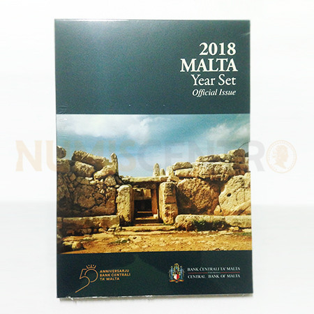 Carteira BNC Malta 2018 c/ 9 moedas 1 cent a 2€ normal e 2€ Comemorativa