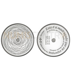 Moeda 10 Euros 50 Anos da Revolução de 25 Abril 1974 Portugal 2024 Prata Proof