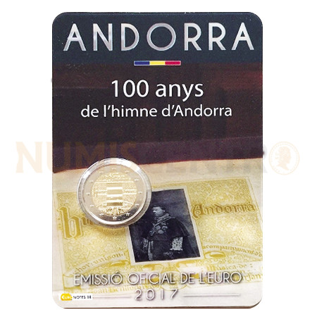Moeda 2 Euros 100 Anos Hino Andorra 2017