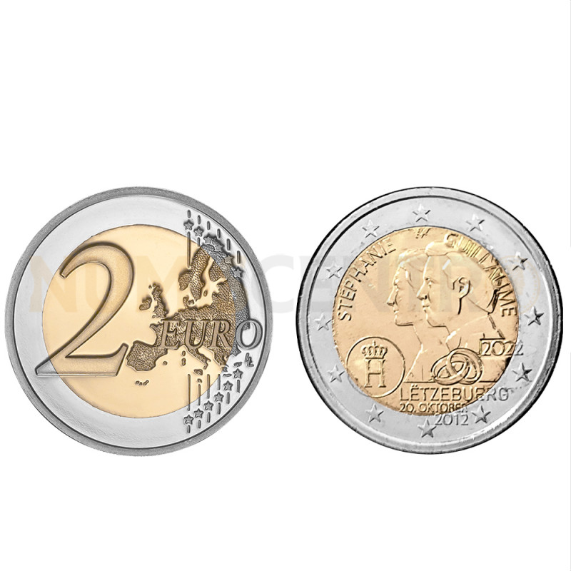 Moeda 2 Euro 10 Anos Casamento do Duque Wilien e Stefanye Luxemburgo 2022