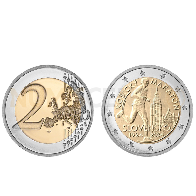 Moeda 2 Euro 100 Anos Maratona Kosice Eslováquia 2024