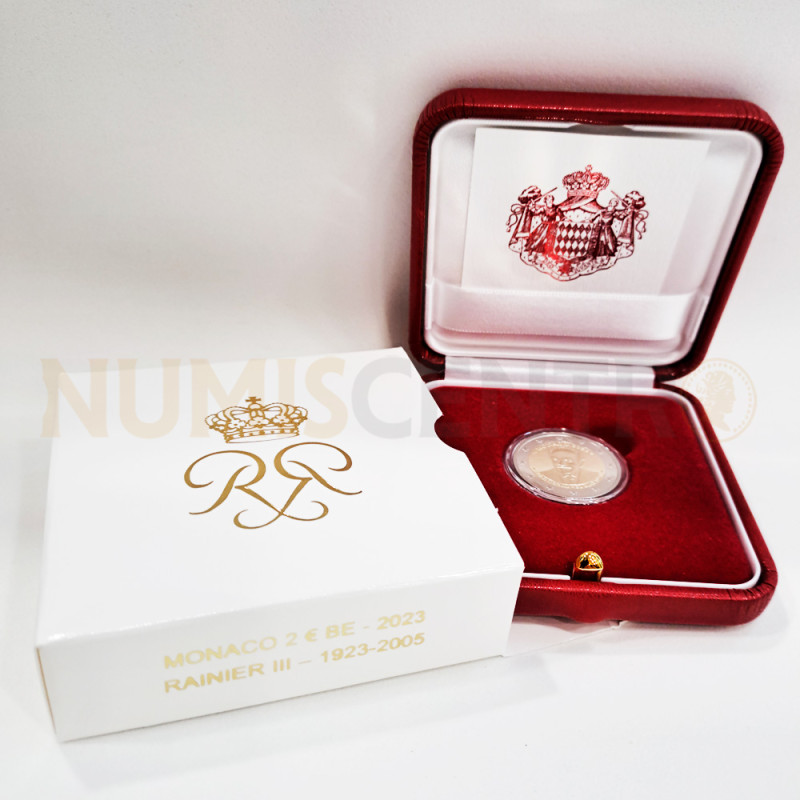 Moeda 2 Euros 100 Anos Nascimento de Rainier III Mónaco 2023