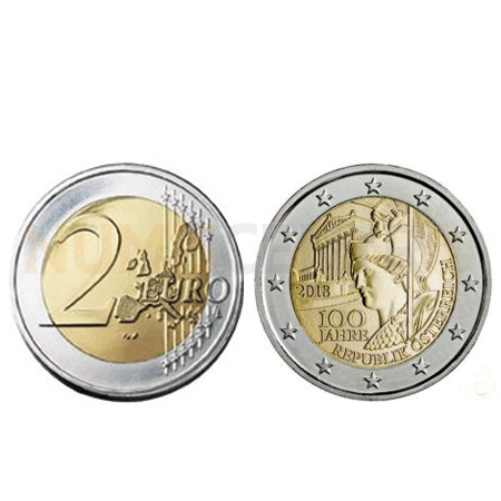 Moeda 2 Euros 100 Anos da Republica de Áustria 2018