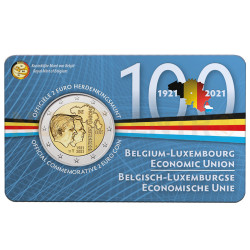 Moeda 2 Euro 100 Anos União Económica Belga-Luxemburgo 2021 CCoincard)