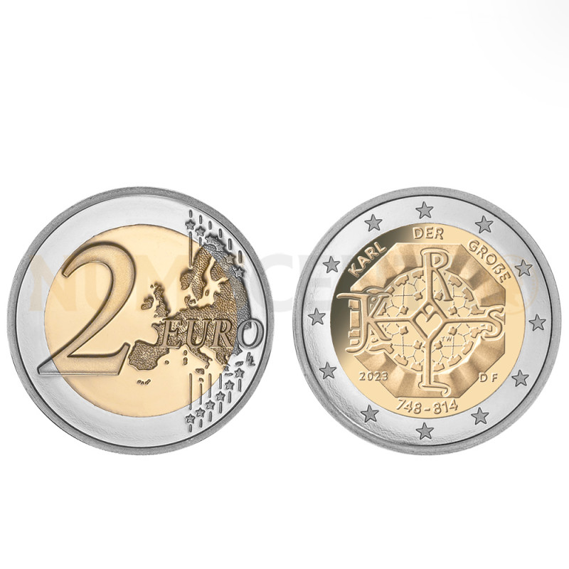 Moeda 2 Euro 1275 Aniversário Carlos Magno Alemanha 2023 D