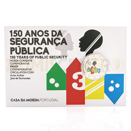 Moeda 2 Euro Portugal 2017 150 Anos da PSP (Proof) Com Cor