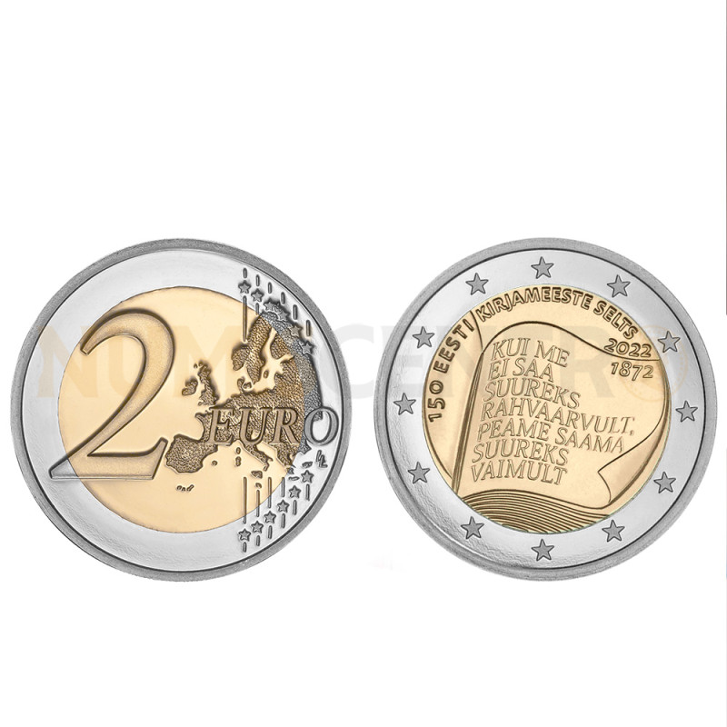 Moeda 2 Euro 150 Anos da Sociedade Literária Estónia 2022