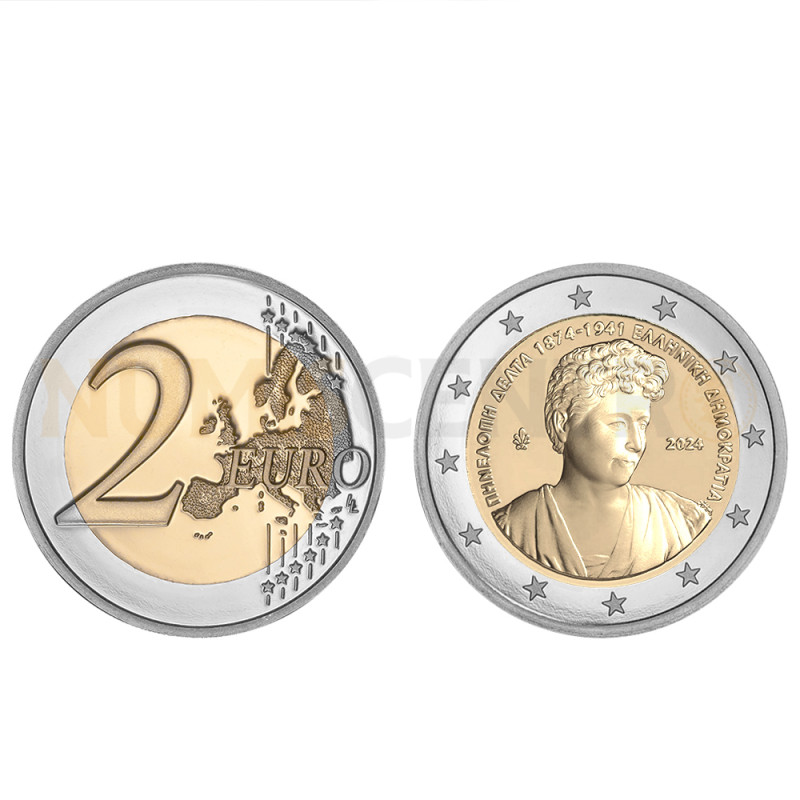 Moeda 2 Euros 150 Anos Nascimento de Penelope Delta Grécia 2024