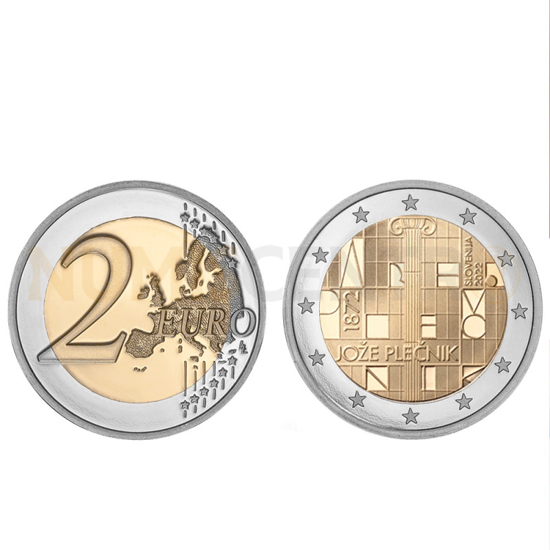 Moeda 2 Euros 150 Anos Nascimento Arquitecto Joze Plecnik Eslovénia 2022