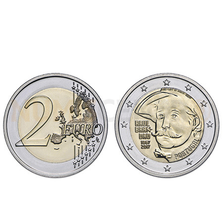 Moeda 2 Euro 150 Anos Nascimento Raul Brandão Portugal 2017 normal