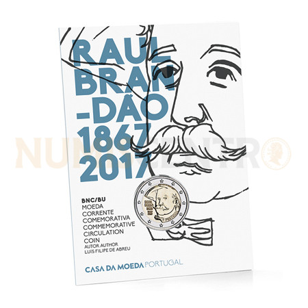 Moeda 2 Euro 150 Anos Nascimento Raul Brandão Portugal 2017 BNC