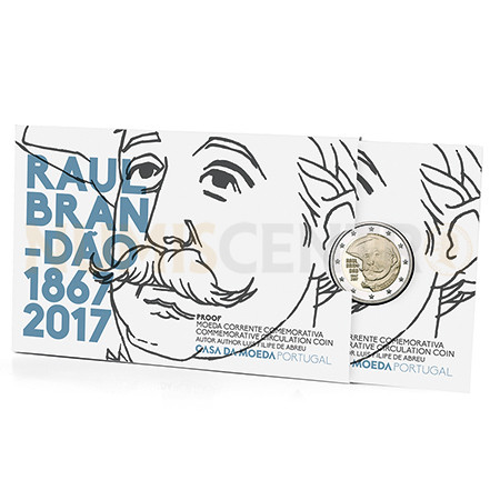 Moeda 2 Euro 150 Anos Nascimento Raul Brandão Portugal 2017 Proof