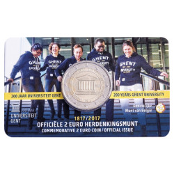 Moeda 2 Euro 200 Anos da Universidade de Gent Bélgica 2017 (Coincard)