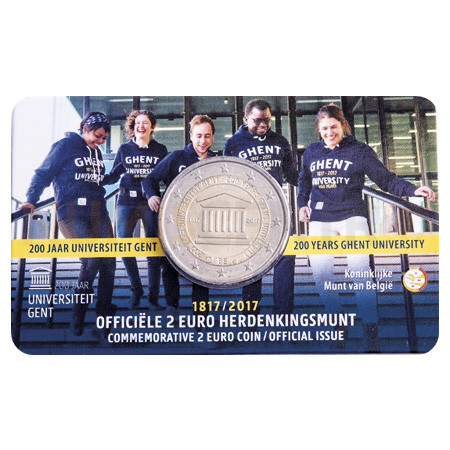 Moeda 2 Euro 200 Anos da Universidade de Gent Bélgica 2017 (Coincard)