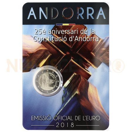 Moeda 2 Euros 25º Aniversário Constituição Andorra 2018