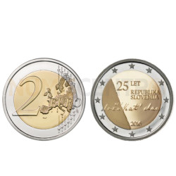 Moeda 2 Euros Eslovénia 2016 25 Aniversário Independência