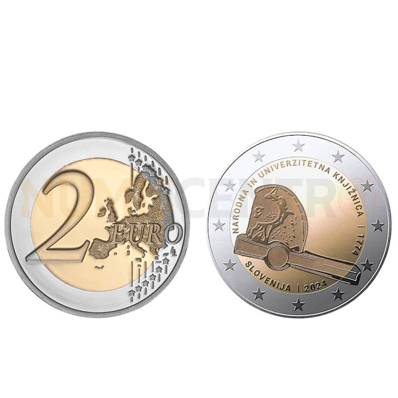 Moeda 2 Euros 250 Anos Biblioteca Universitária Eslovénia 2024