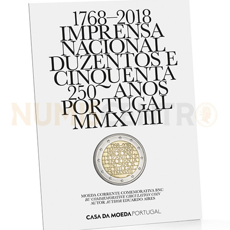 Moeda 2 Euro 250 Anos Imprensa Nacional Portugal 2018 BNC