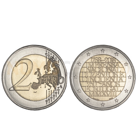Moeda 2 Euro 250 Anos Imprensa Nacional Portugal 2018