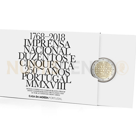 Moeda 2 Euro 250 Anos Imprensa Nacional Portugal 2018 Proof