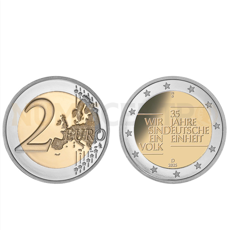 Moeda 2 Euro 35º Aniversário da Reunificação da Alemanha 2025 D