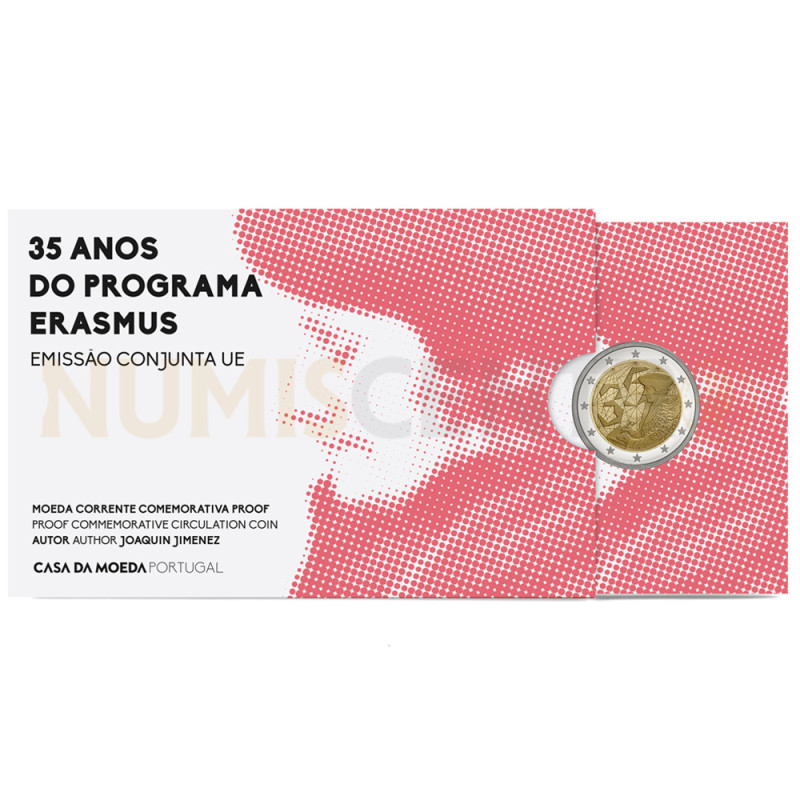 Moeda 2 Euros 35 Anos do Programa Erasmus Portugal 2022 Proof