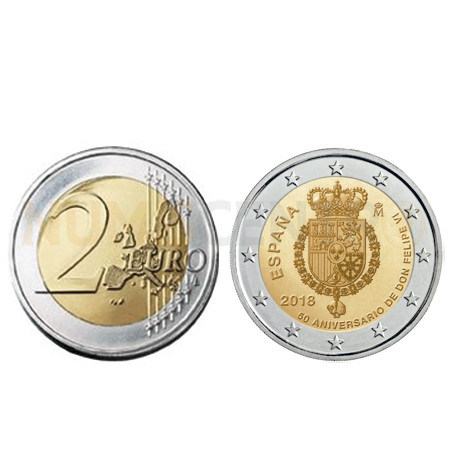 Moeda 2 Euro 50 Anos Rei Filipe VI Espanha 2018