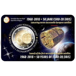 Moeda 2 Euro 50 Anos Satélite Iris Bélgica 2018 (Coincard)