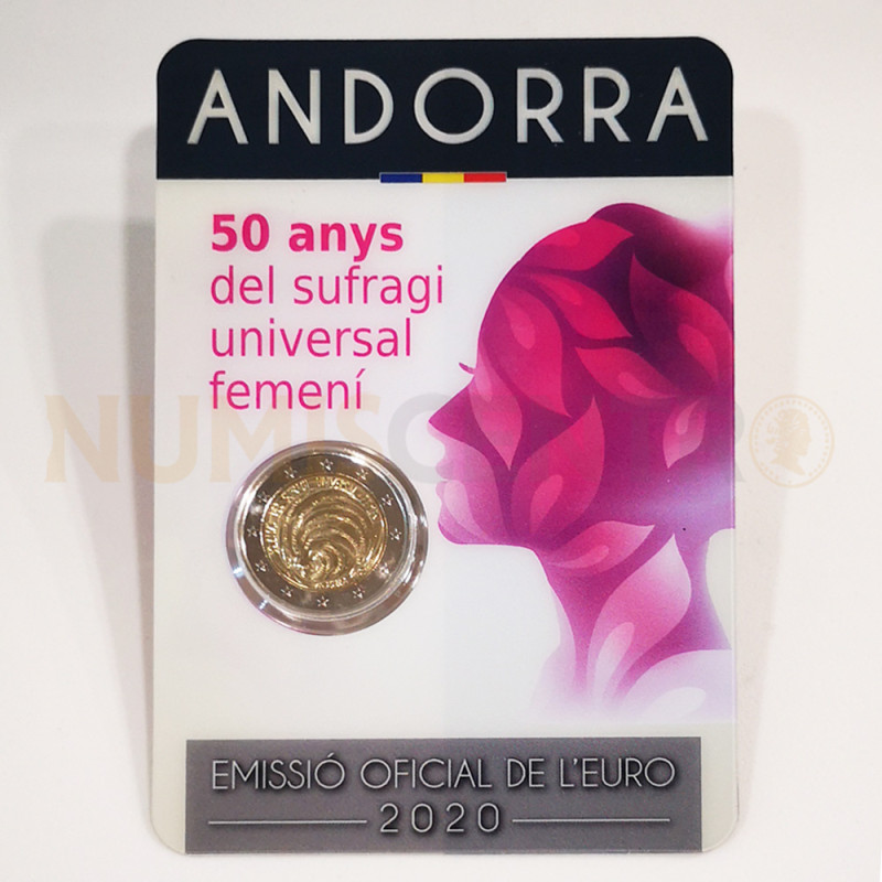 Moeda 2 Euros 50 Anos Sufrágio Universal Feminino Andorra 2020