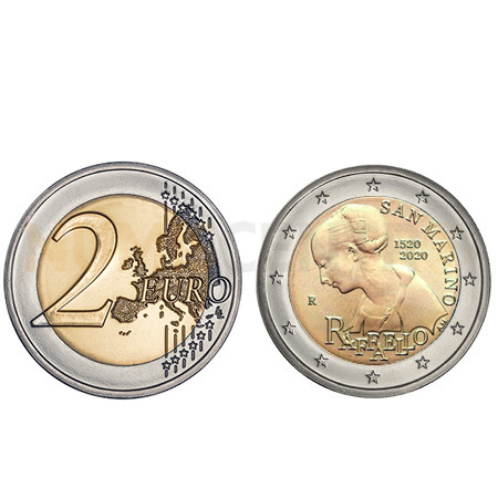 Moeda 2 Euro 500 Anos da Morte de Raffaelo San Marino 2020