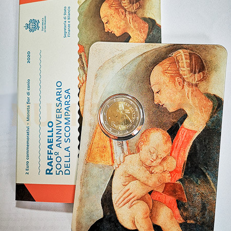 Moeda 2 Euro 500 Anos da Morte de Raffaelo San Marino 2020