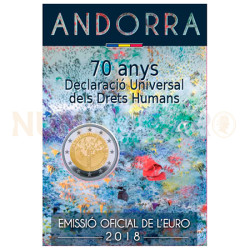 Moeda 2 Euros 70 Anos Declaração Universal Direitos Humanos Andorra 2018