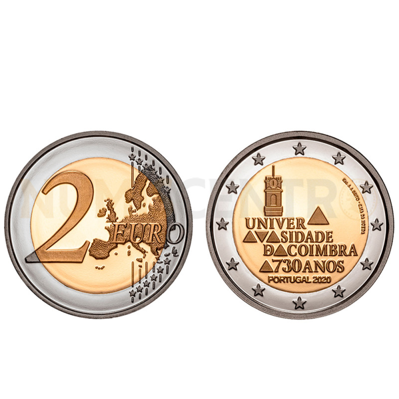 Moeda 2 Euro 730 Anos da Universidade de Coimbra Portugal 2020 Proof