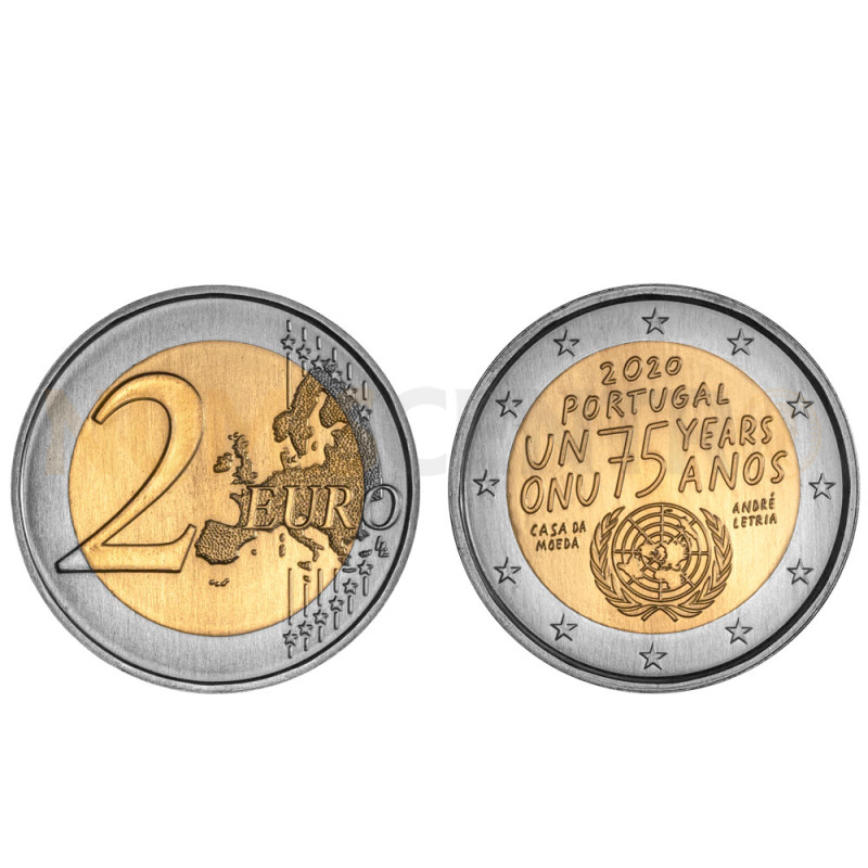 Moeda 2 Euro 75 anos da ONU Portugal 2020 Normal